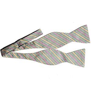 Saddlebred Silk Bow Tie Multicolor Stripe Pattern Men's One Size Adjustable
